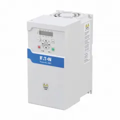 EATON Variable Frequency Drive: In Phase Three, Out Phase Three, 20 hp_25 hp, IP20, With Bypass (MPN DM1-35022EB-S20S). Key specifications — Style: Compact; Color: White; Output Voltage: 525-600V AC; Output Phase: Three.