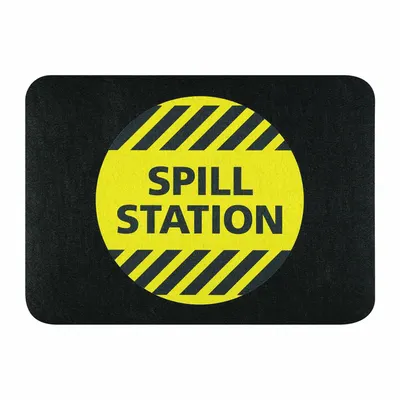 PIG Floor Mat: Spill Station, 24 in x 17 in, 1/8 in Thick, Polypropylene, Adhesive - Safety
