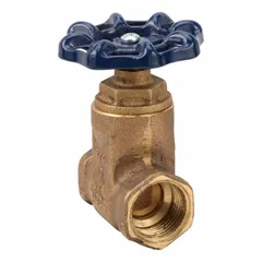 This NIBCO bronze gate valve features a non-rising stem design with female NPT threaded ends for easy installation in piping systems. It includes a cast brass wedge and bronze bonnet, rated for a maximum working pressure of 200 psi CWP. Suitable for on/off control in general-purpose plumbing, HVAC, and industrial water systems.