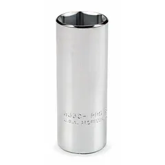 This 3/4" drive hand socket features a 1-1/8" hex size with a 6-point deep design for accessing recessed fasteners and longer studs. The satin finish provides corrosion resistance. Suitable for heavy-duty fastening and loosening of SAE hex nuts and bolts in industrial maintenance and machinery assembly.