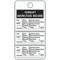 Tag: Forklift, 3 in Wd, 4 1/4 in Ht, White, Aluminum, 0.02 in Thick, Rectangle, English, 25 PK (MPN IL-FORK)