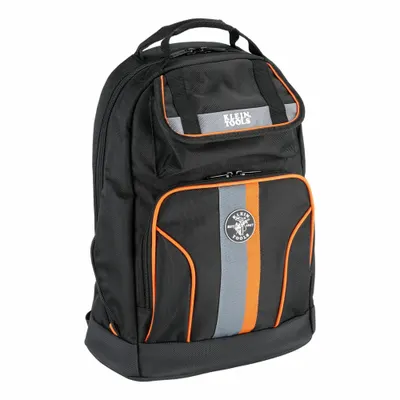 KLEIN TOOLS Tool Backpack: 14 1/2 in W 7 3/8 in D 17 1/2 in H, Polyester, Black - Polyester Tool Backpacks