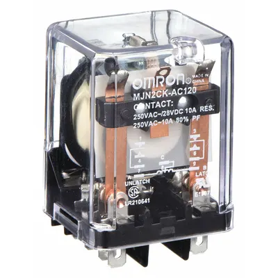 OMRON Latching Relay: Socket Mounted, 10 A Current Rating, 120V AC, DPDT, 9 Pins/Terminals - Socket-Mounted Relays