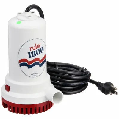 RULE Plug-In Utility Pump: 110V AC, 15 ft Max. Head - Light-Duty Submersible Electric-Operated Utility Pumps