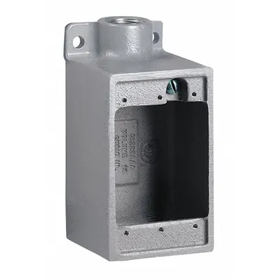 HUBBELL KILLARK Device Box: Iron, Rectangular, 1 Gangs, 1 in Hub Size, 18 cu in Capacity - Iron Weatherproof Electrical Boxes