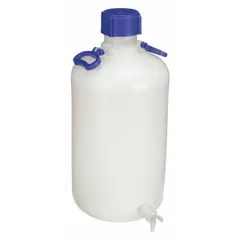 Swing-Handle Round Carboy with Spigot, 6.6 gal, HDPE, 280 mm Body Dia, Bottom Dispenser