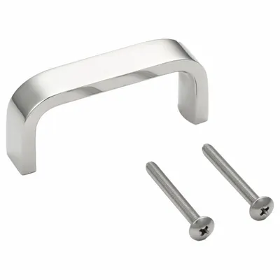 SUGATSUNE Pull Handle: Threaded Holes, Stainless Steel, Silver, M3 Screw Size - Standard Pull Handles