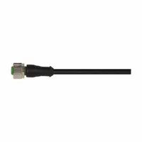 Cordset: M12 Female Straight X Bare Wire, 4 Pins, Black, PUR, 1 m Cable Lg, 4 A Max Current (A) (MPN 7000-12221-6340100)