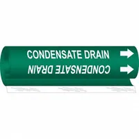 Pipe Marker: Condensate Drain, Green, White, Fits 1 1/2 to 2 3/8 in Pipe O.D., 1 Pipe Markers (MPN 5663-I)