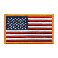 HEROS PRIDE Embroidered Patch: U.S. Flag, 4 in x 2 1/2 in, Gold, Plastic, Sew-On, Flag (MPN 7362)