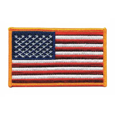 HEROS PRIDE Embroidered Patch: U.S. Flag, 4 in x 2 1/2 in, Gold, Plastic, Sew-On - Embroidered Emblems