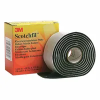 3M Electrical Tape: 1 1/2 in Wd, 1 5/8 yd Lg, 125 mil Thick, Mastic, Mastic, Indoor/Outdoor, 12 PK (MPN SCOTCHFIL)
