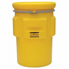 This 95-gallon salvage drum is constructed of HDPE with an open head and metal bolt ring closure. It is unlined with no interior coating and carries UN ratings 1H2/X340/S for both solids and liquids. Designed for containing materials contaminated with hazardous substances, it is nestable for efficient storage.