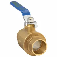 APPROVED VENDOR Manual Two-Way Ball Valve: 1 1/2 in, Brass, Straight, Sweat x Sweat, Two-Piece, Blue (MPN 1PYP7)