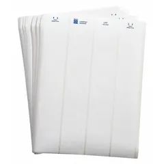 White polyester wraparound label measuring 1/4 in x 1 7/8 in. Designed for wire diameters from 1 in to 1.95 in. Used for permanent identification of wires and cables in industrial control panels, electrical installations, and data centers.