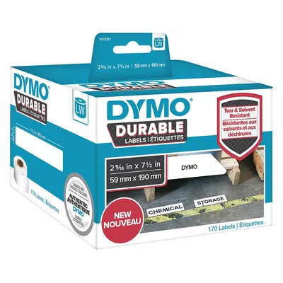 DYMO Pre-Cut Label Stock Roll: 7 1/2 in x 2 5/16 in, Acrylic, Permanent Adhesive - Dymo Direct Thermal Precut Label Rolls