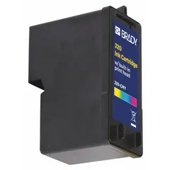 Yellow ink cartridge for use with Brady J2000 printer series. Designed for industrial label and tag printing applications such as wire marking, component labeling, and safety signage. Compatible with J2000 printers only.