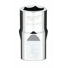 This 6-point standard hand socket features a 1/2 in drive and 9/16 in socket size with a chrome finish. The anti-roll design prevents the socket from rolling on flat surfaces. Suitable for tightening or loosening hex fasteners in general mechanical and maintenance tasks.