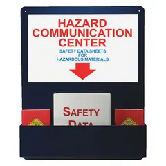 Wall-mount information center for posting safety notices, emergency procedures, and compliance documents in industrial facilities. Overall dimensions: 24 in height, 30 in width, 4 1/8 in depth. Mounting hardware not included.