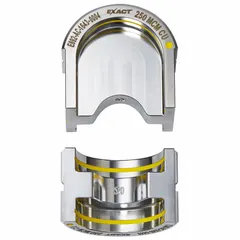 Replacement U style die set for crimping 250 kcmil electrical wire and cable. Includes upper and lower dies, two sizes, yellow finish. Designed for use with MILWAUKEE 2779-22 crimping tool.