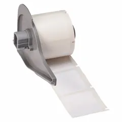 Vinyl wraparound label, black on white, measuring 1 1/2 in x 1 1/2 in. Designed for wire gauges 4 AWG to 10 AWG. Compatible with M710 printer series; requires M7-R6200 ribbon. Used for permanent identification of wires in electrical panels, machinery, and cable management.