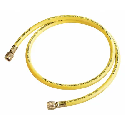 JB INDUSTRIES Hose: 5 ft Lg, 0° Angle, Yellow, Rubber/Kevlar, Single Hose - Charging Hoses