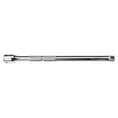 This 1/4" drive hand socket extension has a 6-inch overall length and chrome finish. It is used to extend reach to recessed fasteners in tight spaces, common in automotive repair, machinery maintenance, and assembly work. The extension has 1/4" input and output drive sizes.