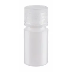 Polypropylene Narrow Mouth Round Lab Bottle, 15 mL, Natural, Closure Included, Unlined