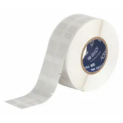 Vinyl, white matte precut label roll for wire and cable identification. Designed for 18 AWG to 14 AWG wire gauge. Compatible with IP Series printers and requires R4300 ribbon. Used for permanent labeling in control panels, electrical installations, and maintenance applications.