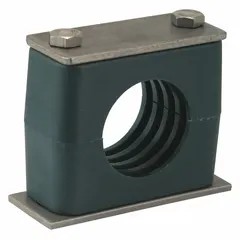 This beta clamp features a 304 stainless steel clamp and a polypropylene cushion with a textured core. It is used to secure and cushion pipes, tubes, or hoses in industrial systems, reducing vibration, noise, and wear. Suitable for applications such as machining, hydraulics, pneumatics, and material handling.