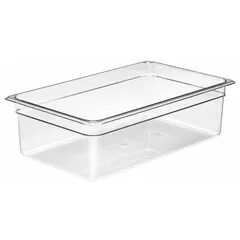 Rectangular steam table pan with 20.6 qt capacity and 20 7/8 in overall length. NSF Certified for sanitation compliance and dishwasher safe. Suitable for holding and serving hot or cold food in commercial food service operations.