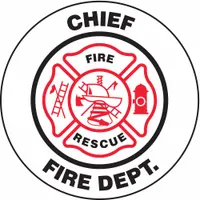 Hard Hat Label: Chief Fire Dept. Fire Rescue, 2 1/4 in Dia, English, Engineer-Grade Retroreflective (MPN LHTL607)