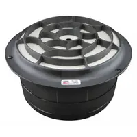 Round-oval engine air filter with channel flow design. Overall height 8 1/32 inches. Compatible with Freightliner buses. Used to remove airborne contaminants from intake air in fleet and transit applications