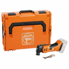Cordless oscillating tool with 2° oscillation angle, powered by an 18V DC CORE18V® brushless motor. Includes 2.0 Ah and 4.0 Ah batteries. Suitable for cutting, sanding, scraping, and grinding in construction and renovation applications.