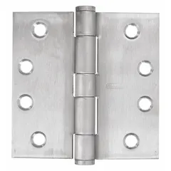 This full mortise-mount butt hinge is made of stainless steel with a 2-inch leaf width. It features a plain bearing type and a non-removable pin. Suitable for door mounting in commercial and industrial settings where corrosion resistance is required.