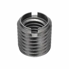 Heavy wall self-locking threaded insert for repairing or reinforcing stripped threads in metal assemblies. Metric M12-1.75 internal thread (6H fit) with M16-2.00 external thread (6G fit). Requires 14 mm drill bit and M16-2.00 tap. Supplied in a 5-pack.