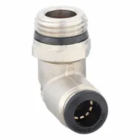 AIGNEP USA Push-Fit Elbow Fitting: 8 mm OD x 3/8 in Pipe Size, Brass, Silver, 5 PK (MPN 50110N-8-3/8-PK5)