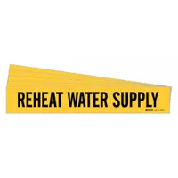 Pipe Marker: Reheat Water Supply, Yellow, Black, Fits 2 1/2 to 7 7/8 in Pipe O.D., 5 PK (MPN 8803-1-PK)
