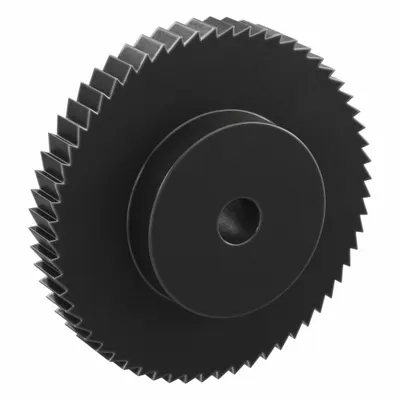 KHK GEARS Ratchet Gear: 6.28 Pitch, 60 Teeth, 15 mm Bore Dia, Black Oxide-Coated Steel - Metric Ratchets with Hub