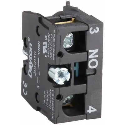 Dayton Contact Block: 22 mm Panel Mounting Size, 1NO, Momentary, Universal Series - Contact Blocks