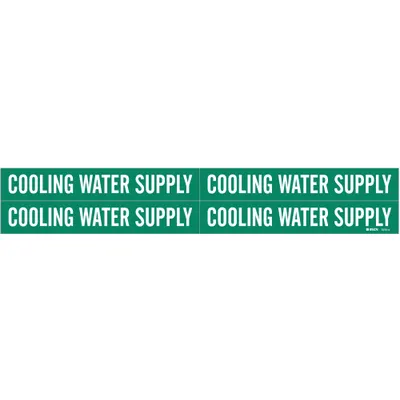 BRADY Pipe Marker: Cooling Water Supply, Green, White, Fits 3/4 to 2 3/8 in Pipe O.D. - Cooling Water Supply Adhesive Pipe Markers