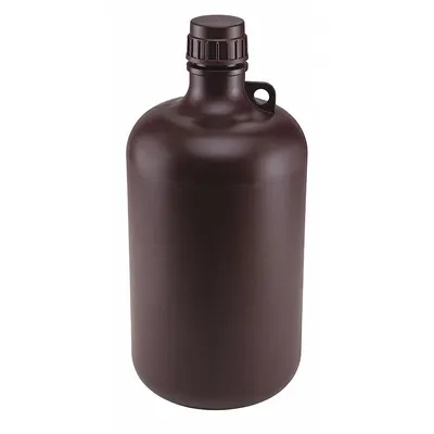 GLOBE SCIENTIFIC Sampling Bottle: Polypropylene, 2.11 gal, 8 L, Amber - Polypropylene Narrow Mouth Round Lab Bottles