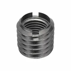 Pack of 10 thin wall self-locking inserts with 3/8"-24 UNF internal thread and 1/2"-13 UNC external thread. External thread fit 2A, internal thread fit 2B. Compatible with 1/2"-13 tap. Used to repair or reinforce threads in softer materials such as aluminum or plastic.