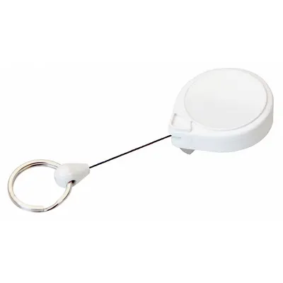 KEY-BAK Badge Holder: Split Key Ring, Horizontal/Vertical, 3 in Overall Ht, 1 1/2 in Overall Wd - Retractable Tethers for Badges