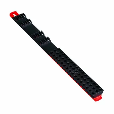 ERNST MANUFACTURING 60-Tool Magnetic Bit Bar: Black/Red, 1 9/16 in Overall Wd - Screwdriver Racks & Bit Organizers