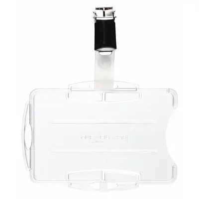 DURABLE Badge Holder: Pouch, Horizontal/Vertical, 3 3/4 in Badge Pouch Wd, 2 3/4 in Badge Pouch Ht - Clips for Badges
