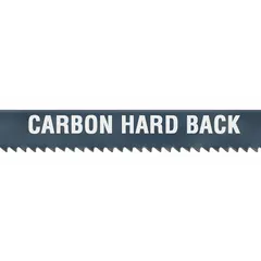 Carbon steel band saw blade with hard back, 12 ft 6 in length, and 14 teeth per inch. Designed for straight cuts in wood, plywood, aluminum, plastic, and soft metal. Suitable for fabrication, woodworking, and light metalworking applications.