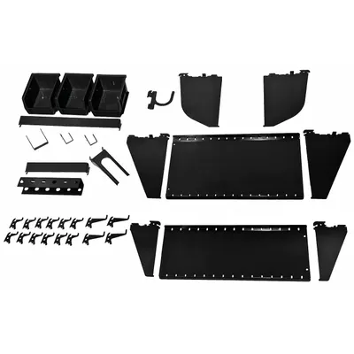 WALL CONTROL Toolboard Accessory Kit: 17 Hooks, 3 Bins, Black, Steel - Hook & Bin Assortments for Slotted Pegboard