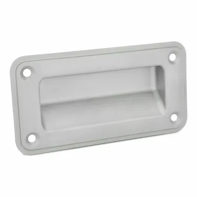 JW WINCO Recessed Pull Handle: Unthreaded Holes, Stainless Steel, Silver, Tray - Angled Inset Pull Handles