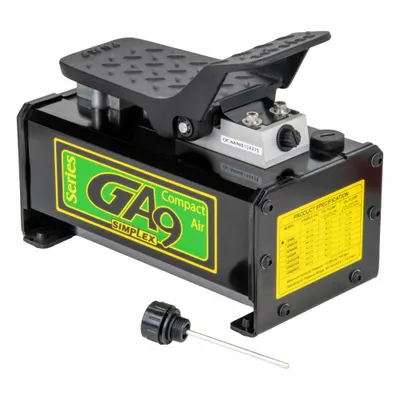 SIMPLEX Air Hydraulic Pump: 10,000 psi Max. Op Pressure, 90 cu in Reservoir Capacity - Air-Operated Hydraulic Workholding Pump Units